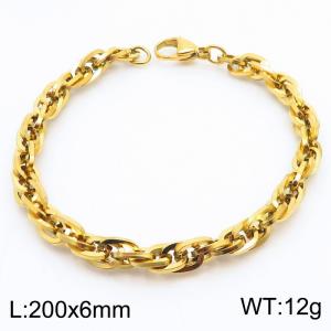 200x6mm Fashion and personalized Stainless Steel Polished Bracelet Color Gold - KB181415-Z