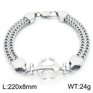 European and American fashion stainless steel double row keel chain splicing ship anchor pendant men's temperament silver bracelet - KB181417-KFC