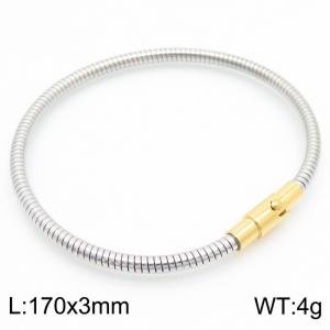 Simple and Personalized Stainless Steel 170x3mm Flat Snake Bone Chain Gold Magnetic Buckle Charming Silver Bracelet - KB181448-KFC