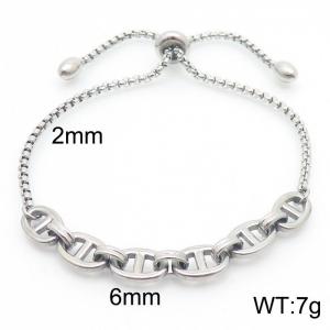 Stainless steel pig nose chain women's pull-out steel color bracelet - KB181468-Z