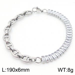 Stainless steel pig nose chain mixed with zircon women's bracelet - KB181469-Z