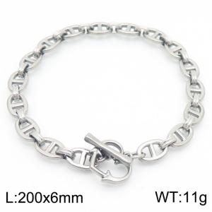 Stainless Steel Handmade Pig Nose Chain OT Button Women's Bracelet - KB181471-Z