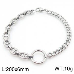 Stainless steel handmade pig nose mixed chain women's bracelet - KB181472-Z