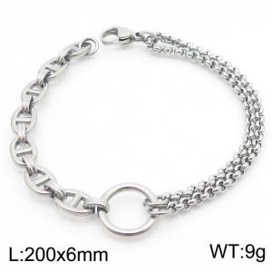 Stainless steel handmade pig nose mixed chain women's bracelet - KB181473-Z