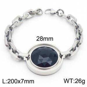 Stainless steel round black glass women's exaggerated bracelet - KB181487-Z