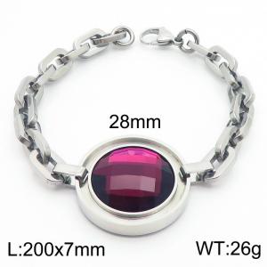 Stainless steel disc purple glass women's exaggerated bracelet - KB181488-Z