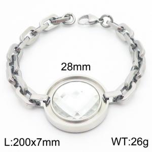 Stainless steel round white glass women's exaggerated bracelet - KB181489-Z