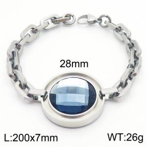 Stainless steel round gray glass women's exaggerated bracelet - KB181490-Z