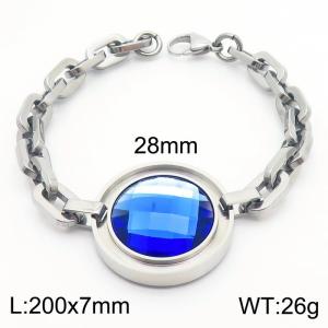 Stainless steel round blue glass women's exaggerated bracelet - KB181491-Z