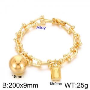 Horseshoe Chain Round Ball Padlock Bracelet - KB181493-Z