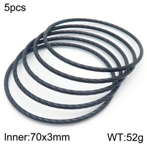 European and American fashionable stainless steel line five-layer large single loop charm black bangle - KB181550-KFC