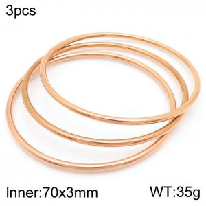 European and American fashion stainless steel three-layer large single loop charm rose gold bangle - KB181557-KFC