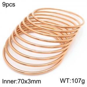 European and American fashion stainless steel nine-layer large single loop charm rose gold bangle - KB181560-KFC