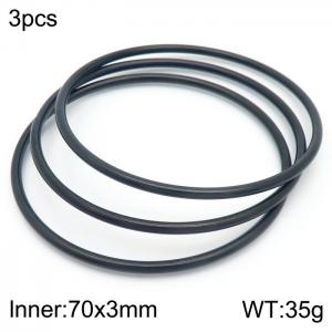 Wholesale 70x3mm Black Plated 3 Bangles Set Jewelry Stainless Steel Single Circle Bangles - KB181569-KFC