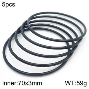 Wholesale 70x3mm Black Plated 5 Bangles Set Jewelry Stainless Steel Single Circle Bangles - KB181570-KFC