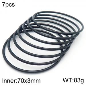 Wholesale 70x3mm Black Plated 7 Bangles Set Jewelry Stainless Steel Single Circle Bangles - KB181571-KFC