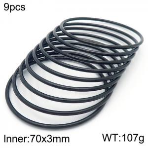 Wholesale 70x3mm Black Plated 9 Bangles Set Jewelry Stainless Steel Single Circle Bangles - KB181572-KFC