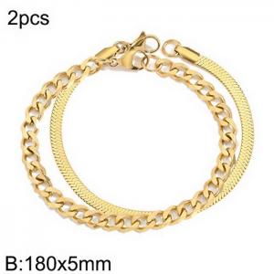 Stainless steel snake chain Cuban chain bracelet set - KB181667-Z