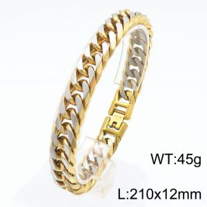 Wholesale Hip Hop 18K Gold Plated 12mm Stainless Steel Cuban Curb Link Chains Bracelet for Men - KB181680-KFC