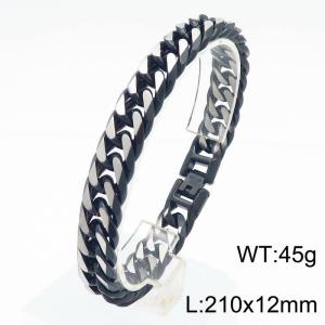 Creative Vintage Black Plated 12mm Stainless Steel Cuban Curb Link Chains Bracelets for Men - KB181682-KFC