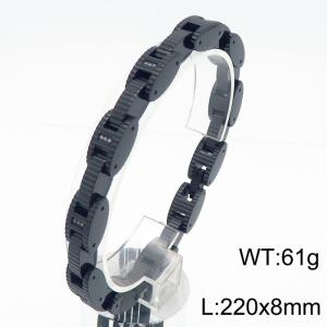 Personality Geometry Metal Jewellery Men Bracelet 18k Black Plated Stainless Steel Crystal Zircon Hiphop Bracelets - KB182565-KPD