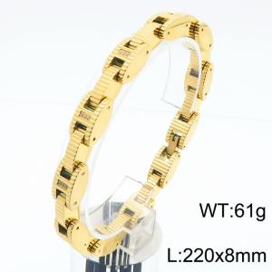 Personality Geometry Metal Jewellery Men Bracelet 18k Gold Plated Stainless Steel Crystal Zircon Hiphop Bracelets - KB182566-KPD