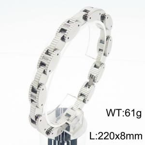 Personality Geometry Metal Jewellery Men Bracelet Stainless Steel Crystal Zircon Hiphop Bracelets - KB182567-KPD