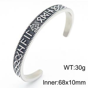 European and American fashion stainless steel creative Viking rune triangle knot Viking text C-shaped opening charm retro bangle - KB182575-MZOZ