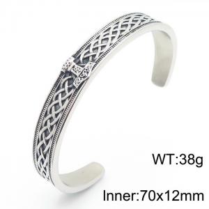 European and American fashion stainless steel creative Viking rune Thor C-shaped opening charm retro bangle - KB182576-MZOZ