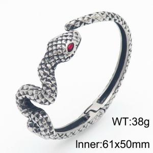 61x50mm Red Eye Sanke Stainless Steel Closed Bracelet Bangle For Women Men - KB182578-KJX