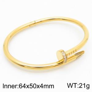 64x50x4mm Geometrical Nails Bangles Women Stainless Steel Gold Color - KB182599-SP