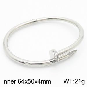 64x50x4mm Geometrical Nails Bangles Women Stainless Steel Silver Color - KB182601-SP