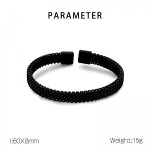 Hip Hop 8mm Weave Mesh Chain Cuff Bracelet 18k Black Plated Titanium Steel Open Twist Bangles - KB182655-HB