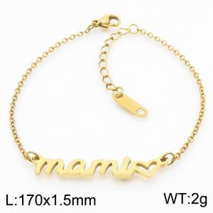 European and American fashion stainless steel creative mom English letter temperament gold bracelet - KB182675-KLX