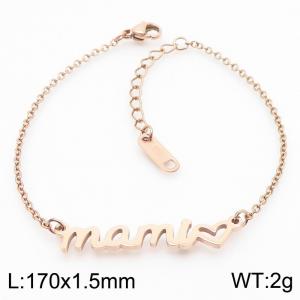 European and American fashion stainless steel creative mom English letter temperament rose gold bracelet - KB182677-KLX