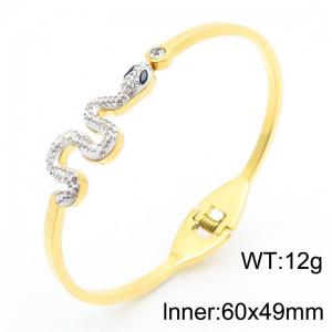 60x49mm Snake Charmer Bangle Women Stainless Steel Gold Color - KB182682-HM