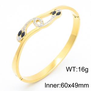 60x49mm Crossover Snake Charmer Bangle Women Stainless Steel Gold Color - KB182683-HM