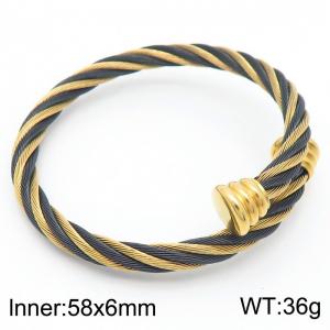 Gold blackStainless Steel Personalized Steel Wire Open Bracelet - KB182696-XY