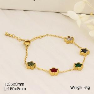 European and American fashion stainless steel O-shaped chain splicing color glass pentagonal star accessory charm gold bracelet - KB182709-HM