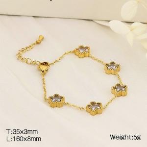 European and American fashion stainless steel O-shaped chain splicing white glass pentagonal star accessory charm gold bracelet - KB182710-HM