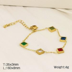 European and American fashion stainless steel O-shaped chain splicing color glass square accessories for women's charm gold bracelet - KB182712-HM