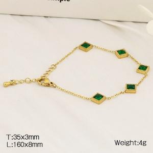 European and American fashion stainless steel O-shaped chain splicing green glass square accessories for women's charm gold bracelet - KB182714-HM