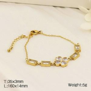 European and American fashion stainless steel O-chain splicing white glass rectangular clover accessory charm gold bracelet - KB182723-HM