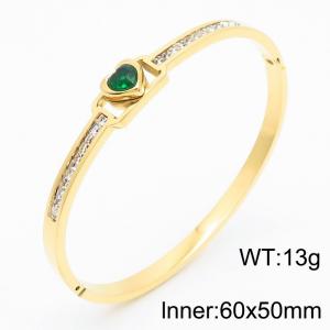 Women Gold-Plated Stainless Steel Green Zircon Cuff Bracelet - KB182732-SP