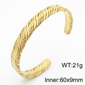 Women Gold-Plated Stainless Steel Fashion Threads Cuff Bracelet - KB182736-SP