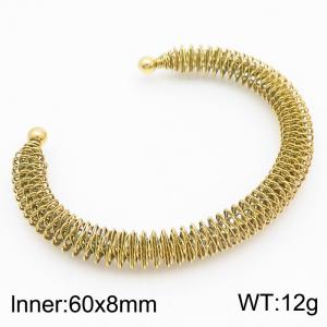 Women Gold-Plated Stainless Steel Fashion Coils Cuff Bracelet - KB182737-SP