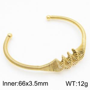 Women Gold-Plated Stainless Steel Fashion Twisted Cuff Bracelet - KB182738-SP