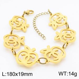 180mm Women Gold-Plated Lined Apple Links Bracelet - KB182750-TJG