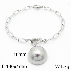Round Ball Pendant Steel Color Stainless Steel Bracelet - KB182755-Z