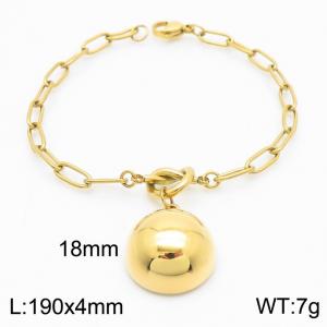 Round ball pendant gold stainless steel bracelet - KB182756-Z